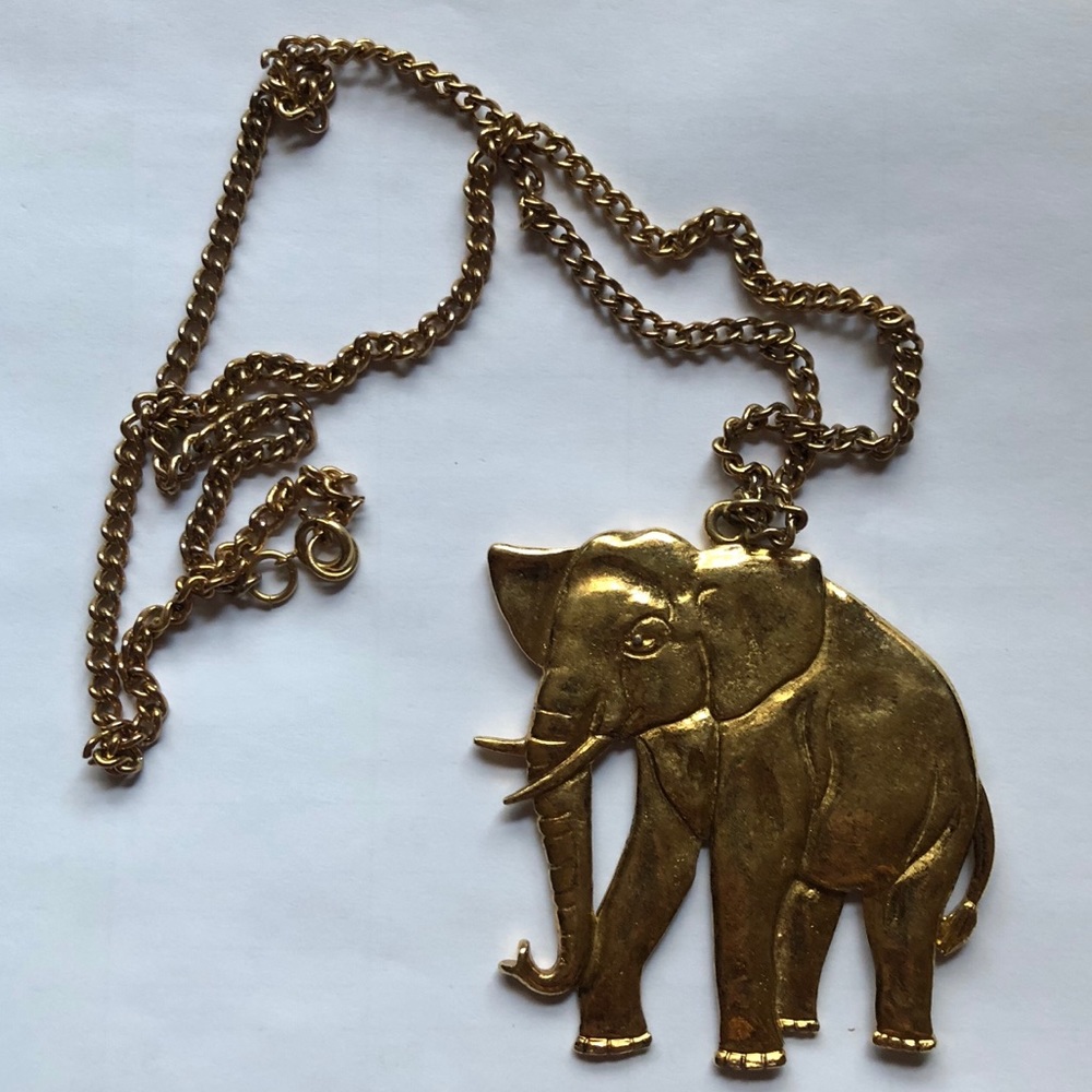 Gold elephant necklace